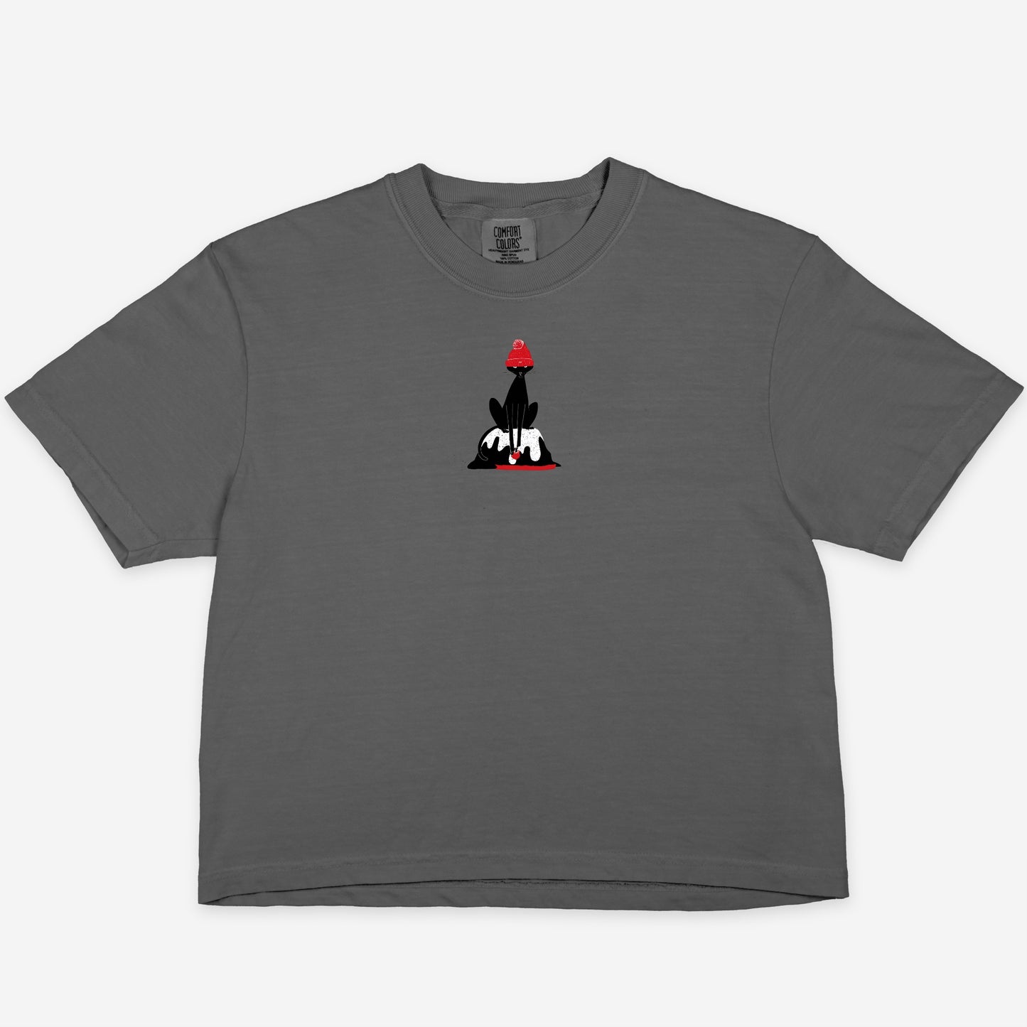 FIRST PRESS - HUMAN EDITION - WOMEN'S CROPPED BOXY TEE - "Melt Cat"
