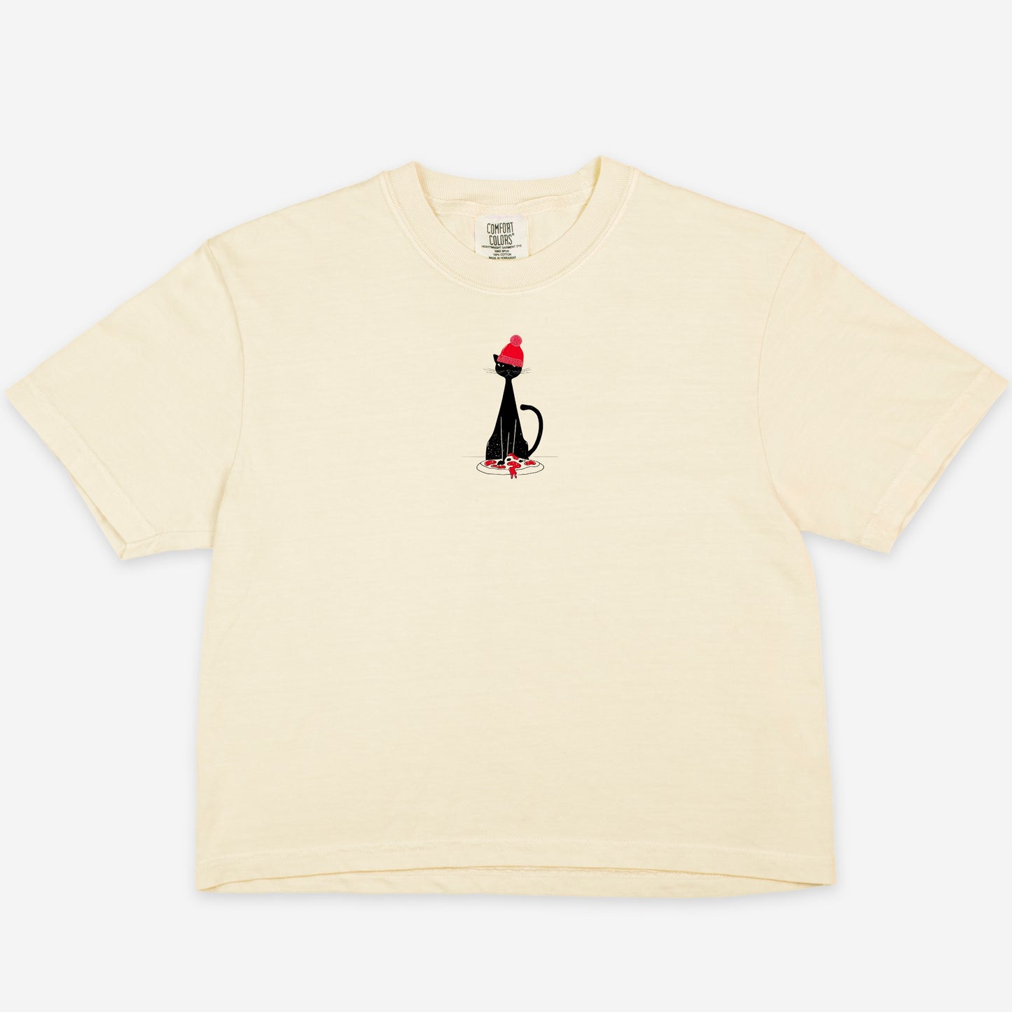 FIRST PRESS - HUMAN EDITION - WOMEN'S CROPPED BOXY TEE - "Pizza Heist"