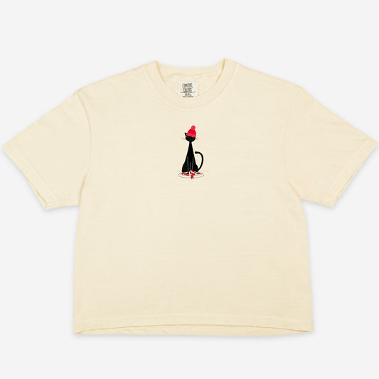 FIRST PRESS - HUMAN EDITION - WOMEN'S CROPPED BOXY TEE - "Pizza Heist"