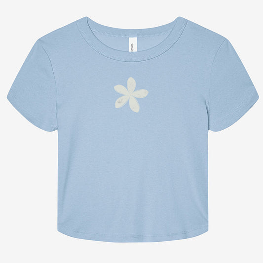 FIRST PRESS - HUMAN EDITION - WOMEN'S MICRO RIB BABY TEE - "Ghost Flower"