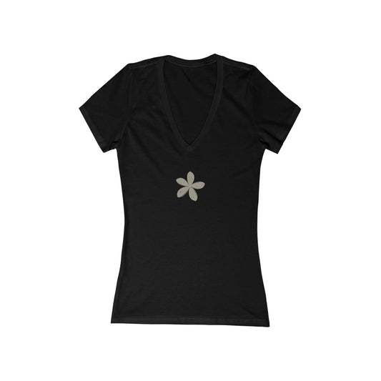 FIRST PRESS - HUMAN EDITION - WOMEN'S DEEP V-NECK TEE -  "Ghost Flower"