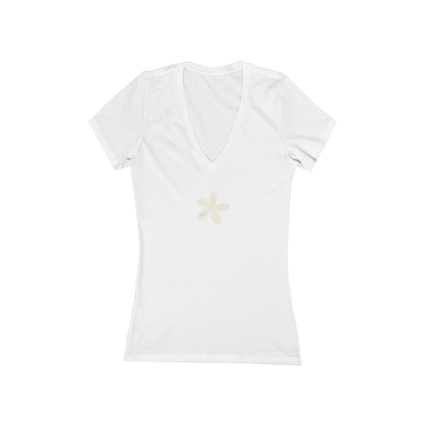 FIRST PRESS - HUMAN EDITION - WOMEN'S DEEP V-NECK TEE -  "Ghost Flower"