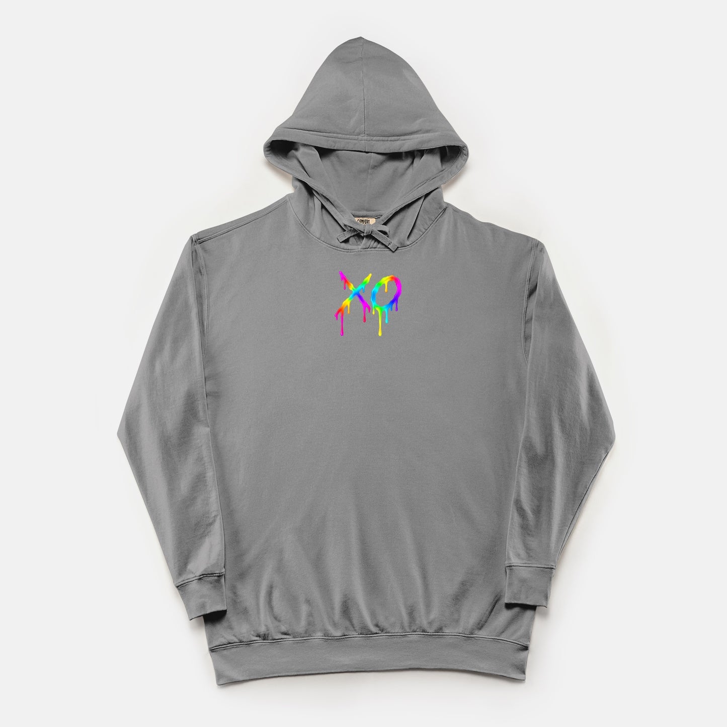 FIRST PRESS - HUMAN EDITION - UNISEX LIGHTWEIGHT HOODED SWEATSHIRT - "Neon XO"