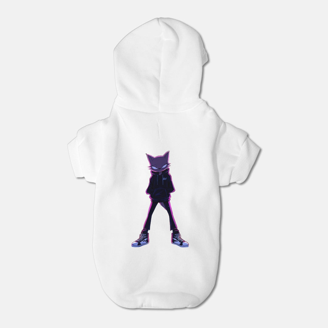 FIRST PRESS - PETS -  Drawstring Luxury Hoodie - "Neon Alley Cat"