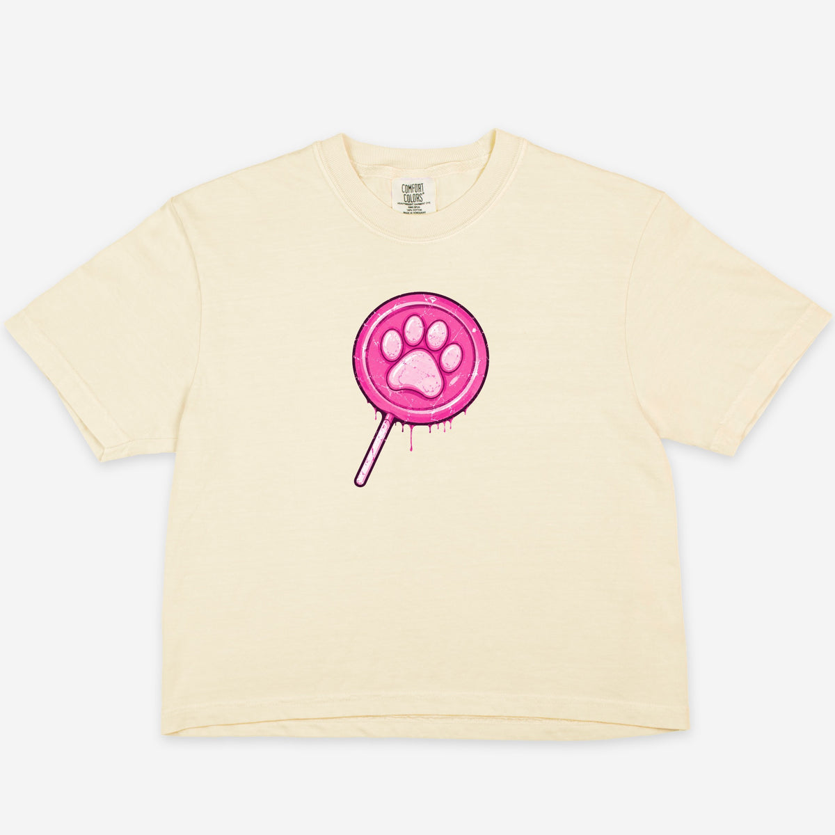 FIRST PRESS - HUMAN EDITION - WOMEN'S CROPPED BOXY TEE - "Lollipop Paw"