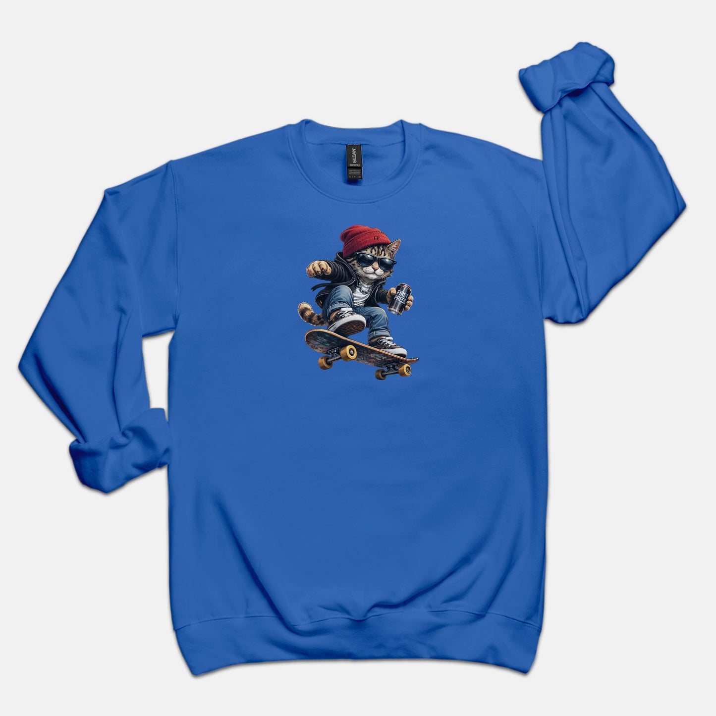 FIRST PRESS - HUMAN EDITION - UNISEX CREWNECK SWEATSHIRT - "Street Cat"