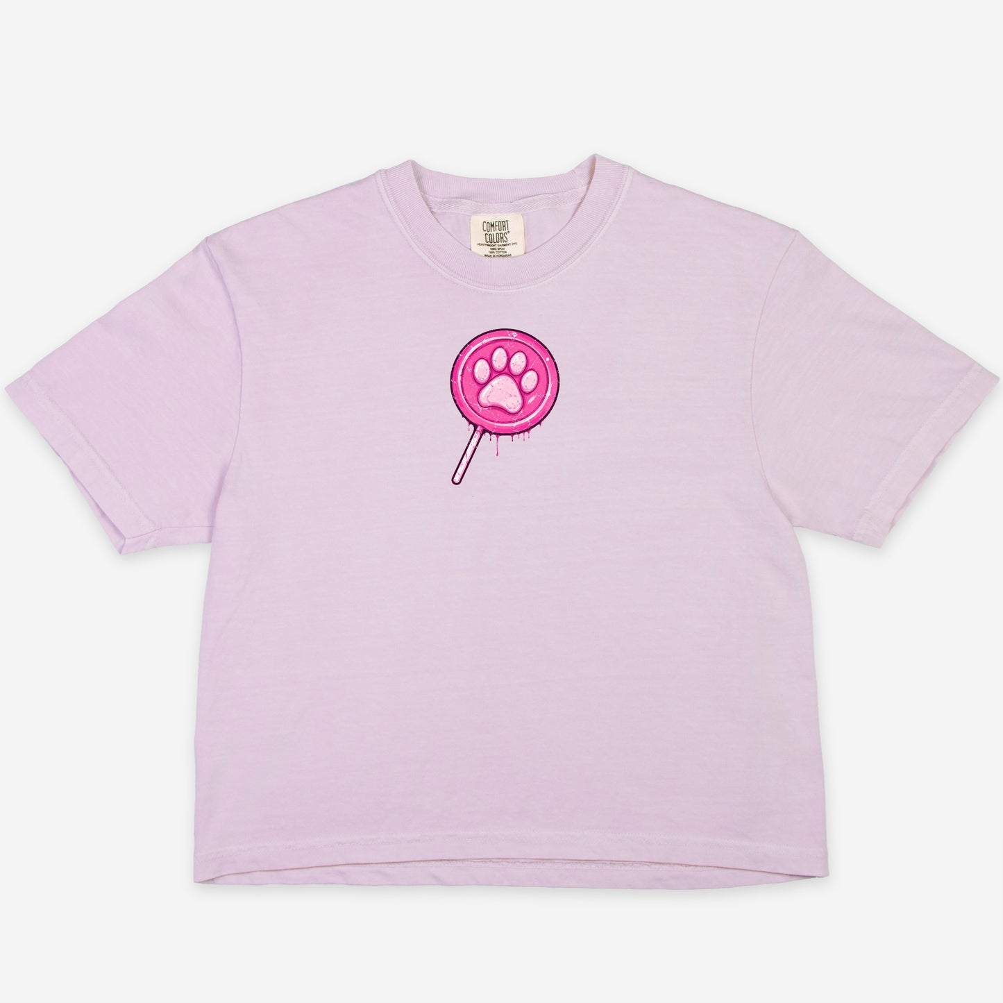 FIRST PRESS - HUMAN EDITION - WOMEN'S CROPPED BOXY TEE - "Lollipop Paw"