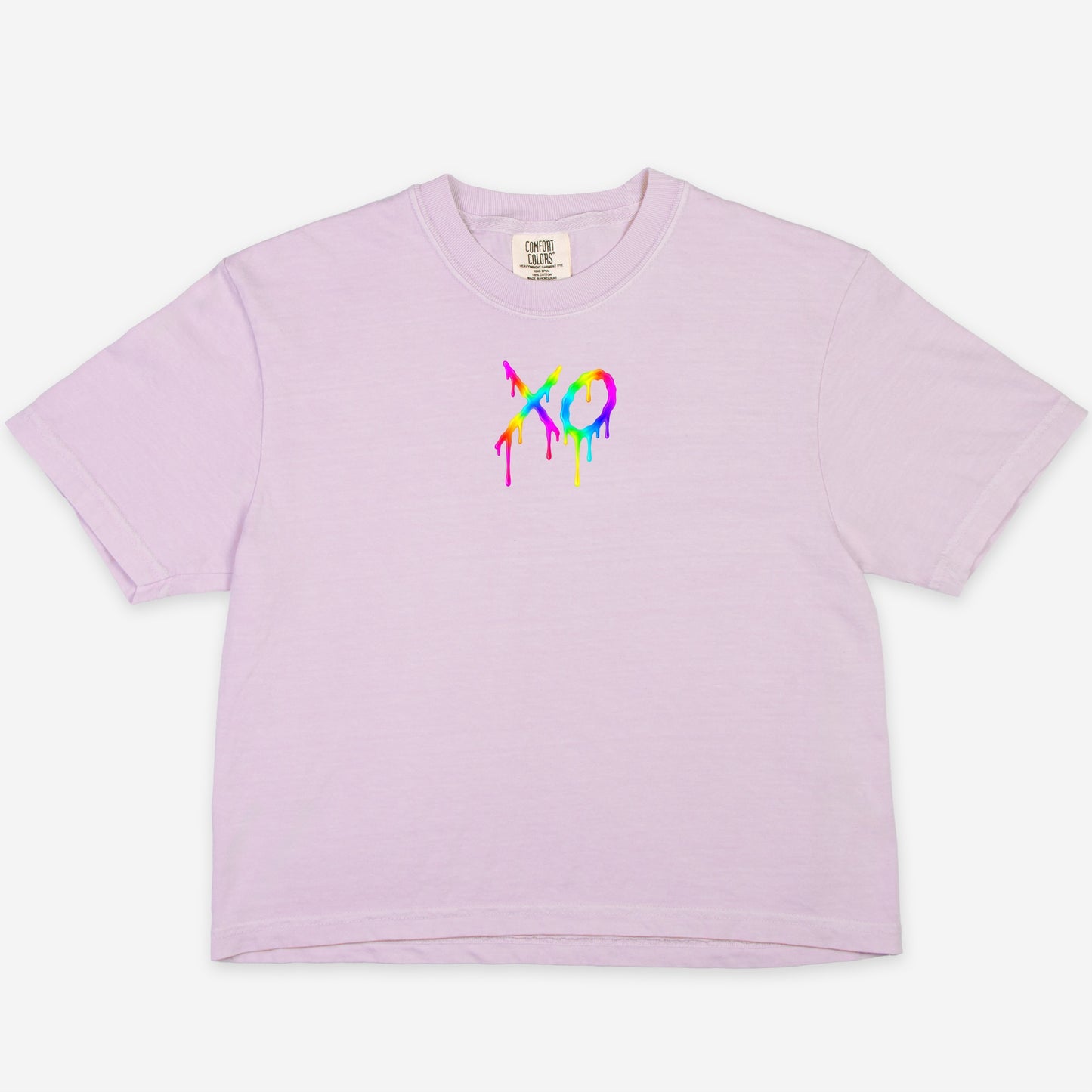 FIRST PRESS - HUMAN EDITION - WOMEN'S CROPPED BOXY TEE - "Neon XO"