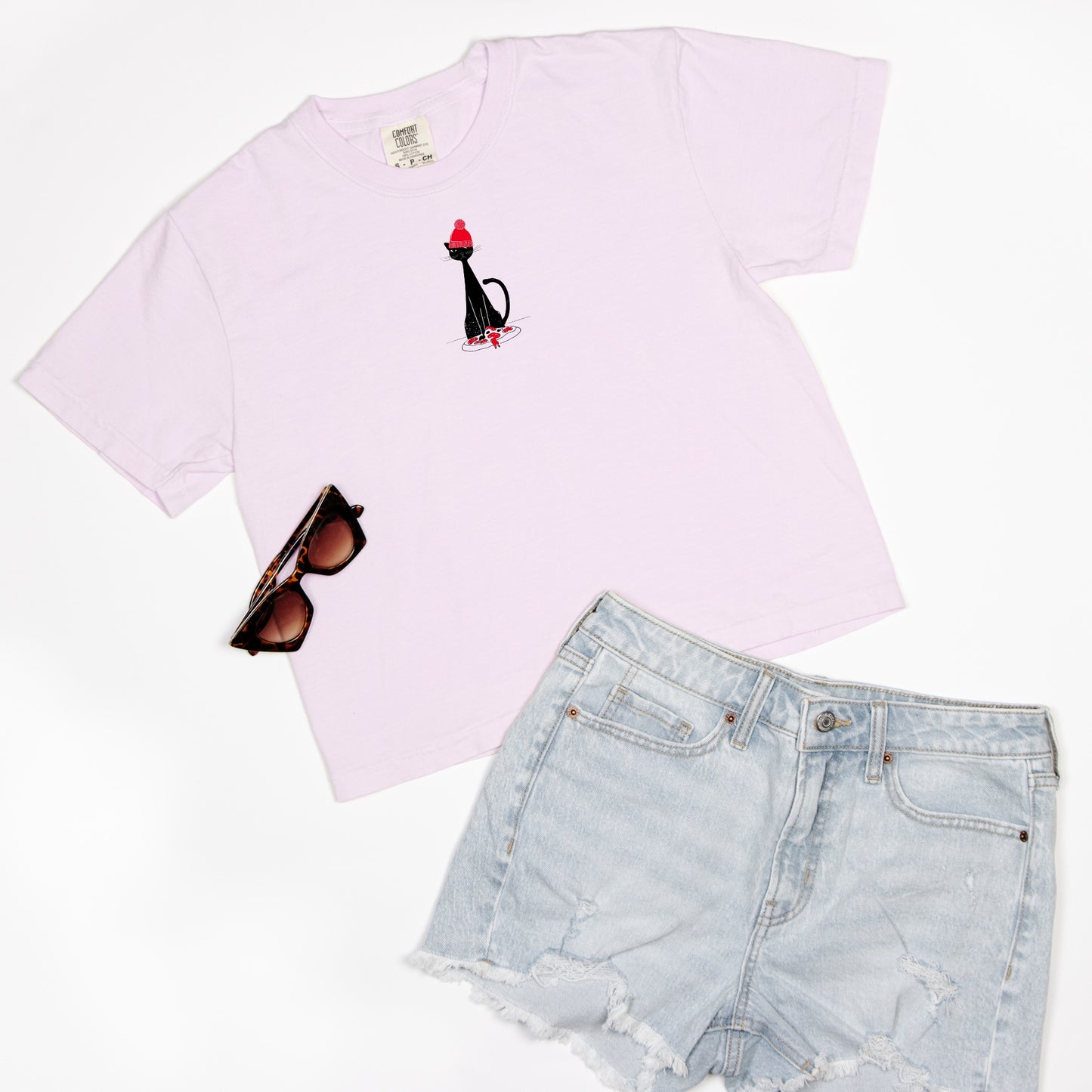 FIRST PRESS - HUMAN EDITION - WOMEN'S CROPPED BOXY TEE - "Pizza Heist"