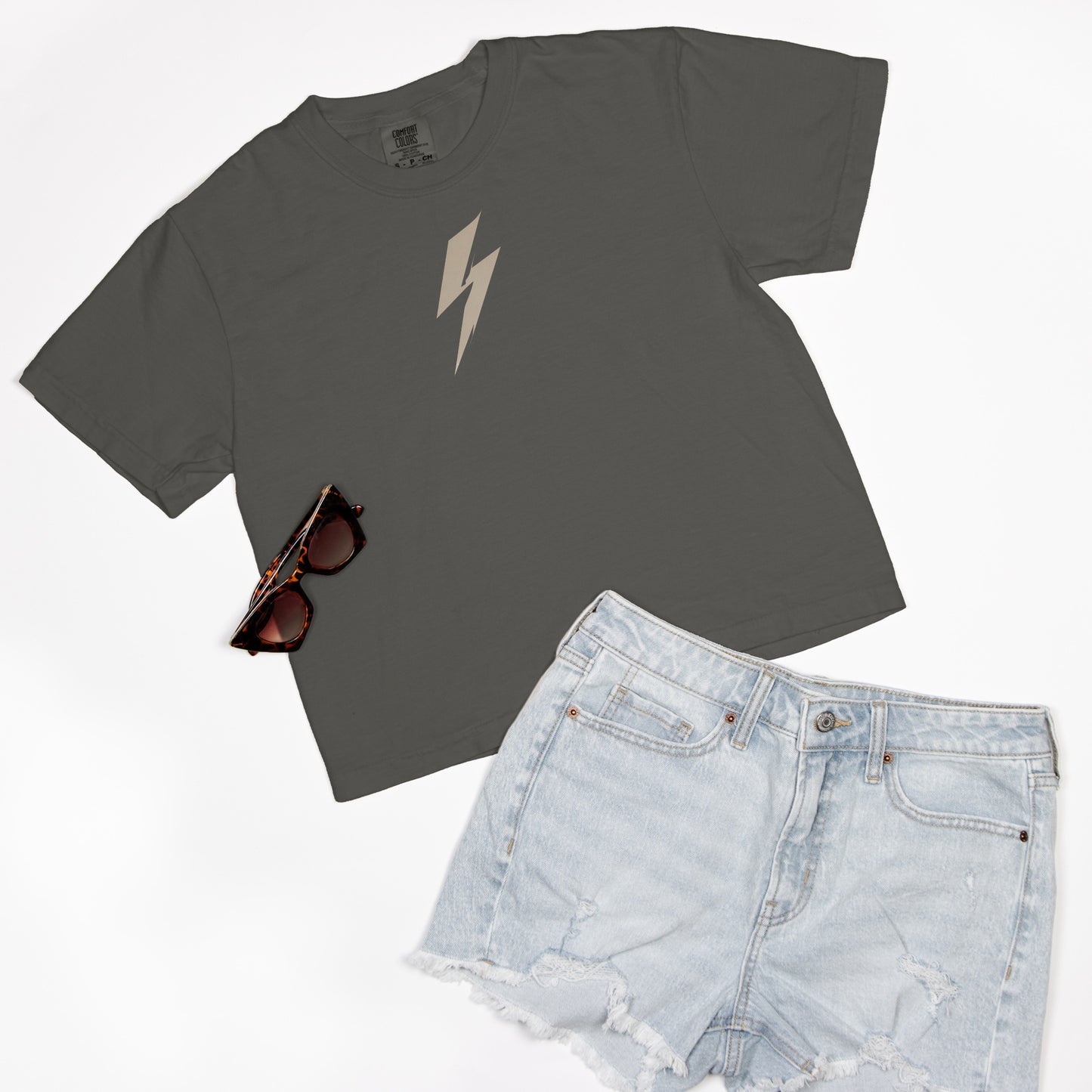 FIRST PRESS - HUMAN EDITION - WOMEN'S CROPPED BOXY TEE - "Quiet Bolt"