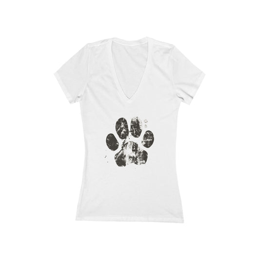 FIRST PRESS - HUMAN EDITION - WOMEN'S DEEP V-NECK TEE - "Pressed Paw"