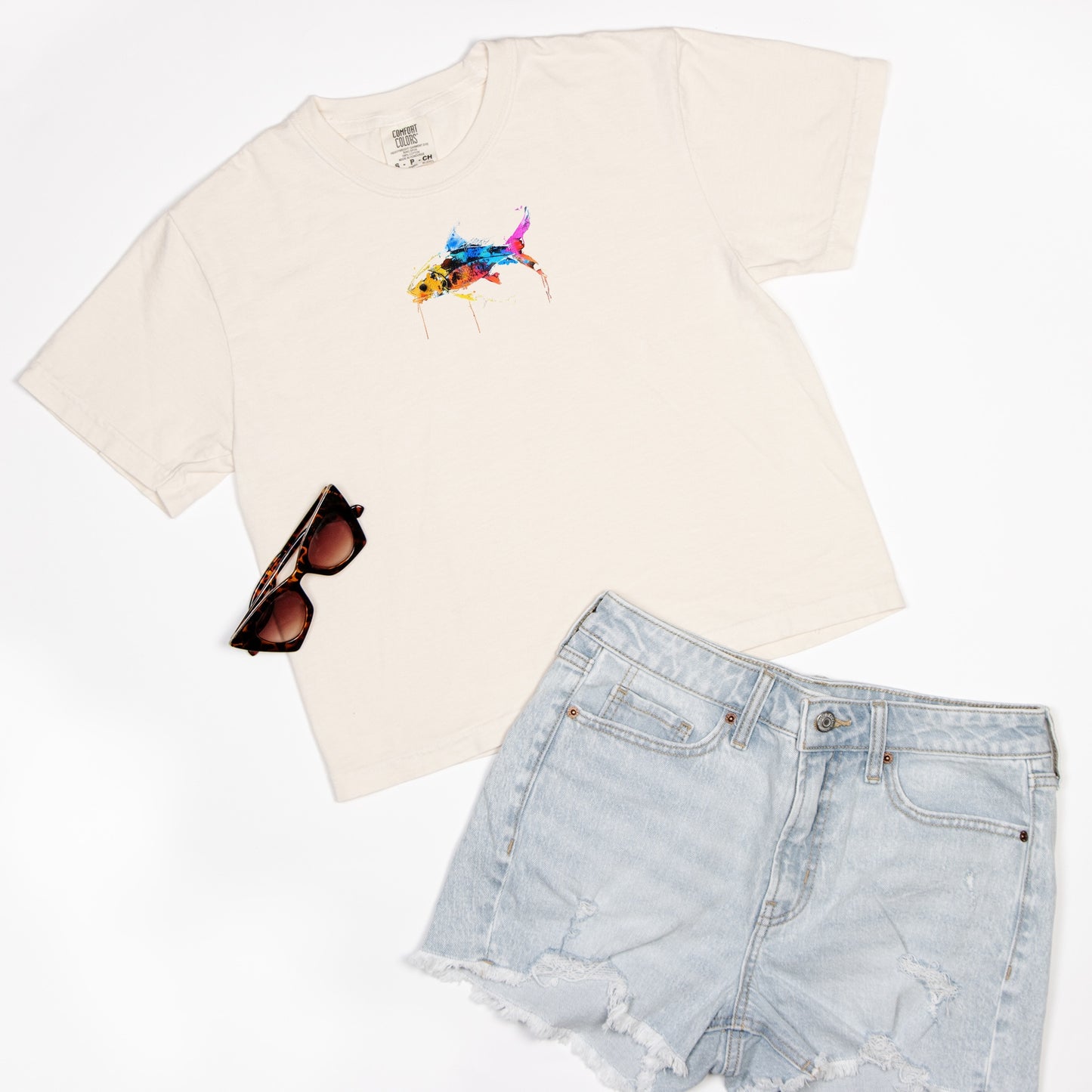 FIRST PRESS - HUMAN EDITION - WOMEN'S CROPPED BOXY TEE - "Wild Current"