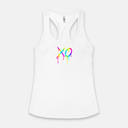 FIRST PRESS - HUMAN EDITION - WOMEN'S RACERBACK TANK TOP - "Neon XO"
