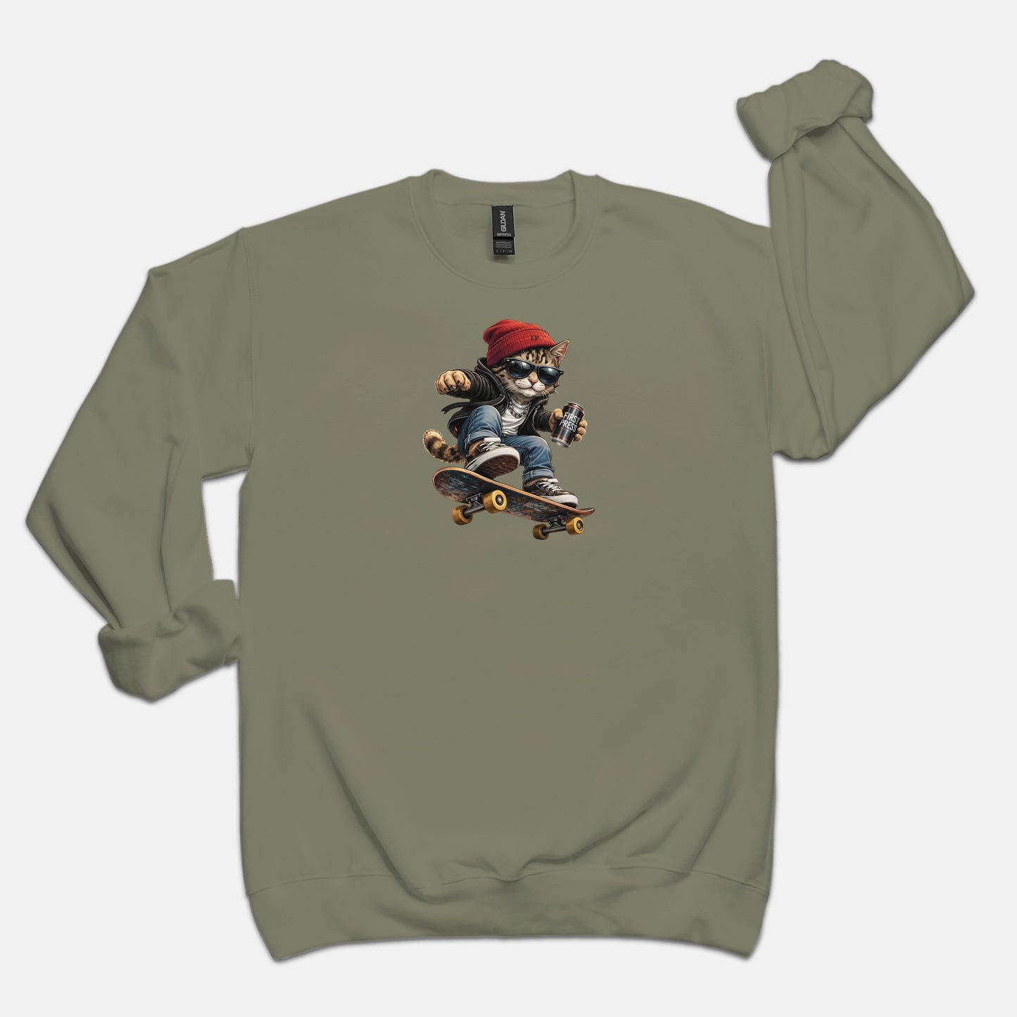 FIRST PRESS - HUMAN EDITION - UNISEX CREWNECK SWEATSHIRT - "Street Cat"