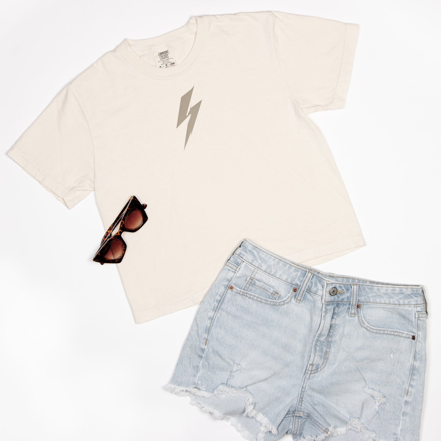 FIRST PRESS - HUMAN EDITION - WOMEN'S CROPPED BOXY TEE - "Quiet Bolt"