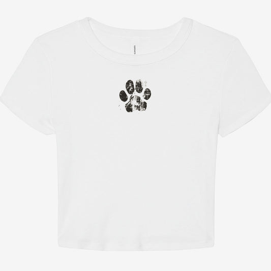 FIRST PRESS - HUMAN EDITION - WOMEN'S MICRO RIB BABY TEE - "Pressed Paw"