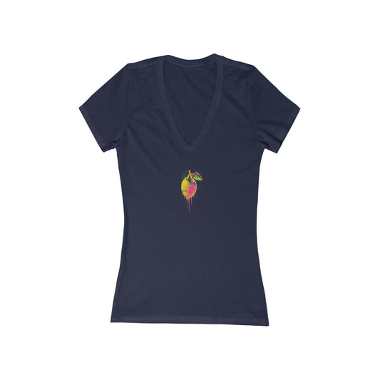 FIRST PRESS - HUMAN EDITION - WOMEN'S DEEP V-NECK TEE - "Blissfully Untamed"