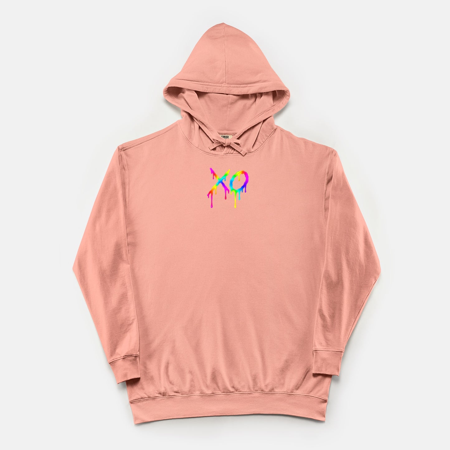 FIRST PRESS - HUMAN EDITION - UNISEX LIGHTWEIGHT HOODED SWEATSHIRT - "Neon XO"