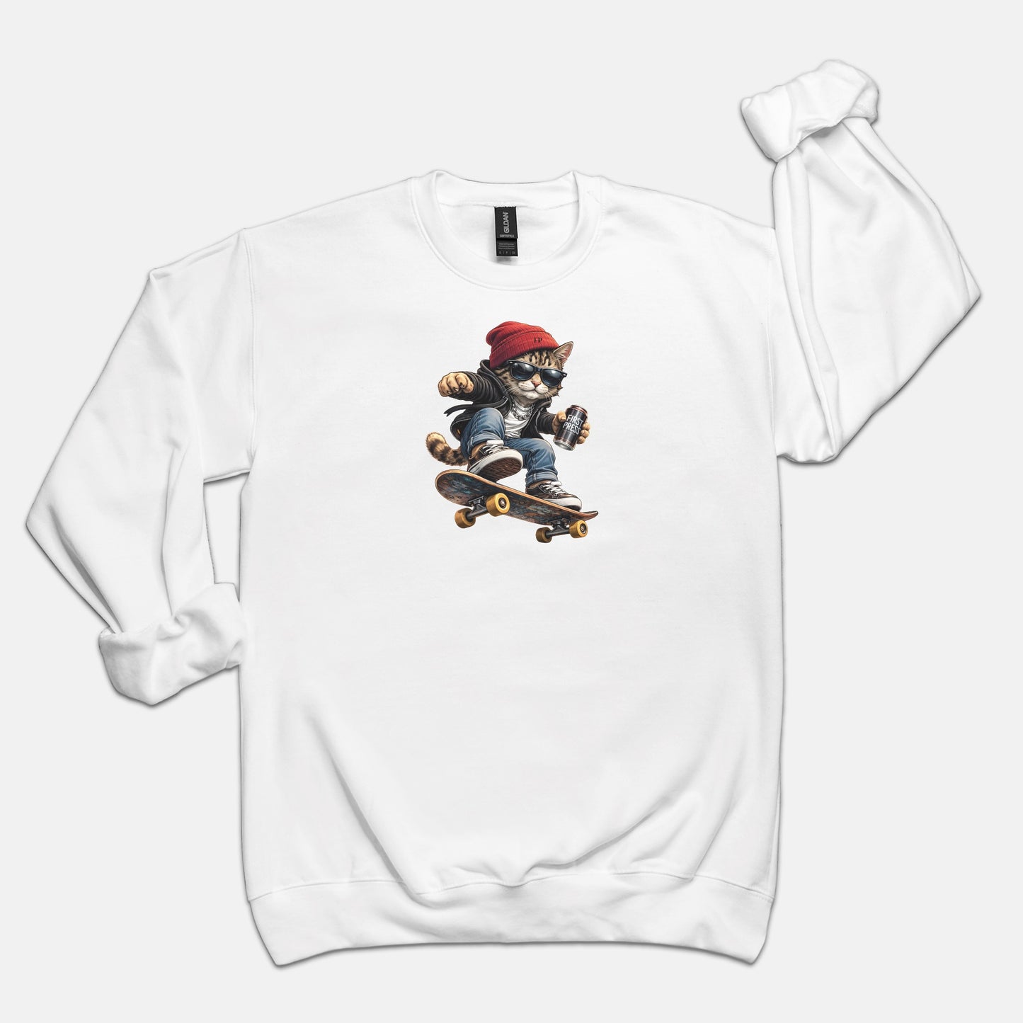 FIRST PRESS - HUMAN EDITION - UNISEX CREWNECK SWEATSHIRT - "Street Cat"