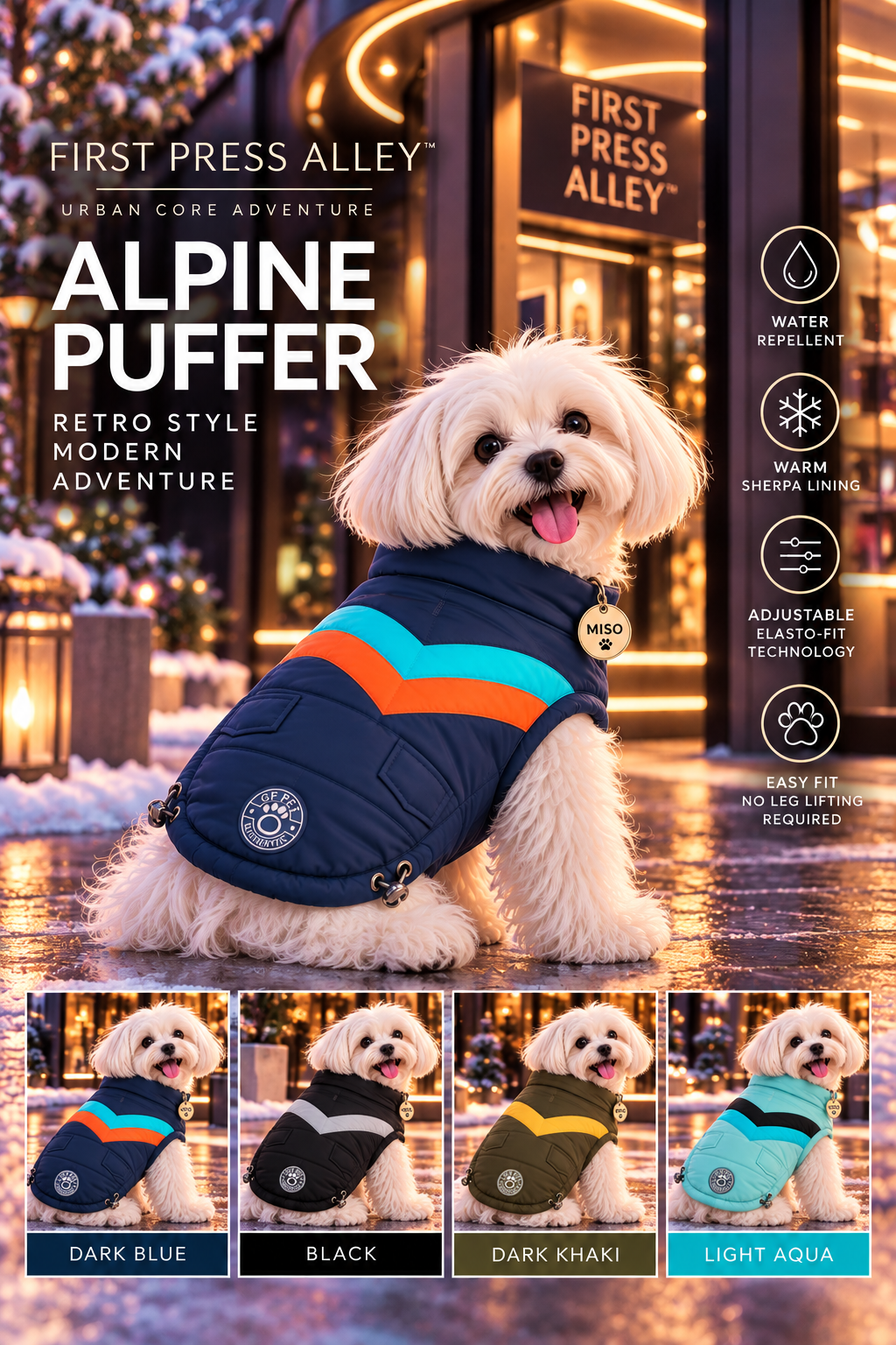 FIRST PRESS - PETS - URBAN CORE ADVENTURE COLLECTION - Alpine Puffer | Water-Repellent Dog Jacket