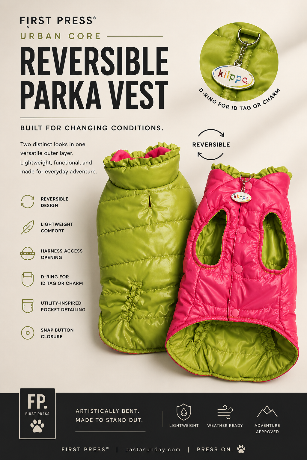FIRST PRESS - PETS - URBAN CORE ADVENTURE COLLECTION - Reversible Parka Vest
