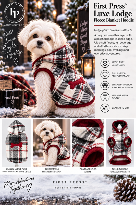 FIRST PRESS - PETS - URBAN CORE COLLECTION - First Press™ Luxe Lodge Fleece Blanket Hoodie