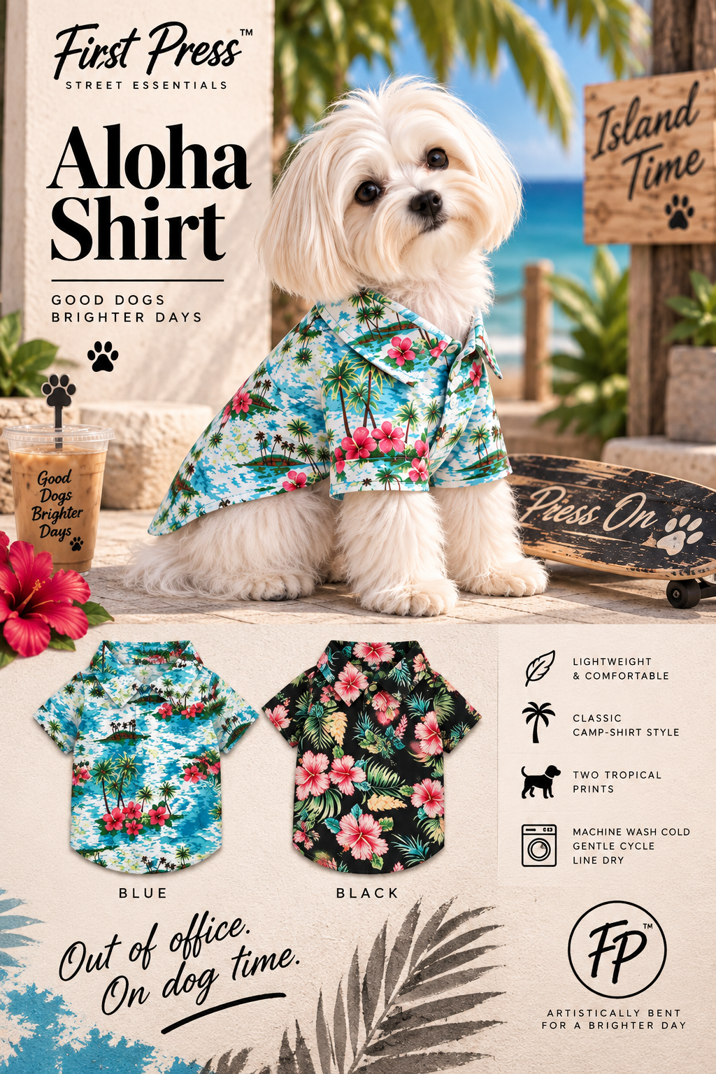 FIRST PRESS - PETS - STREET ESSENTIALS TEES + COLLARS - First Press™ Aloha Shirt