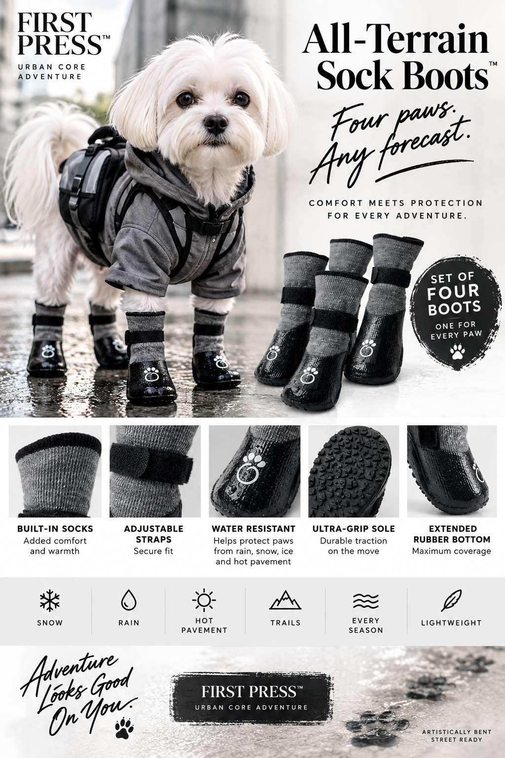 FIRST PRESS - PETS - STREET GEAR - First Press™ All-Terrain Sock Boots