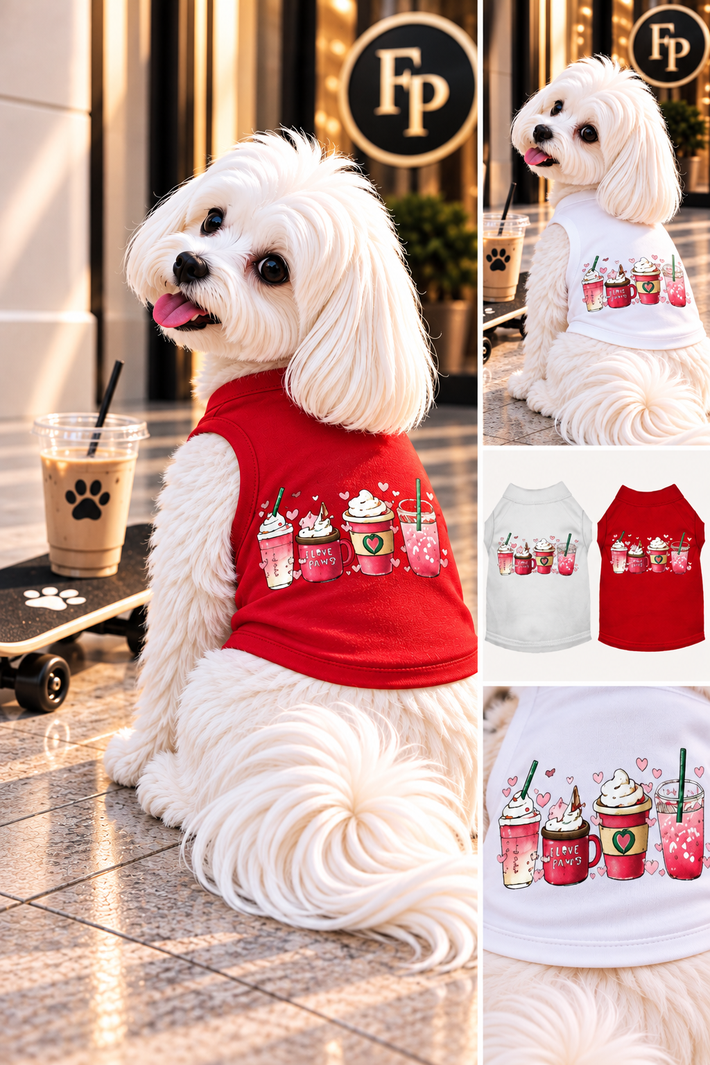 FIRST PRESS - PETS - STREET ESSENTIALS TEES + COLLARS - First Press™ Coffee Date Tee - Pack Of: 1 | Style: Tee