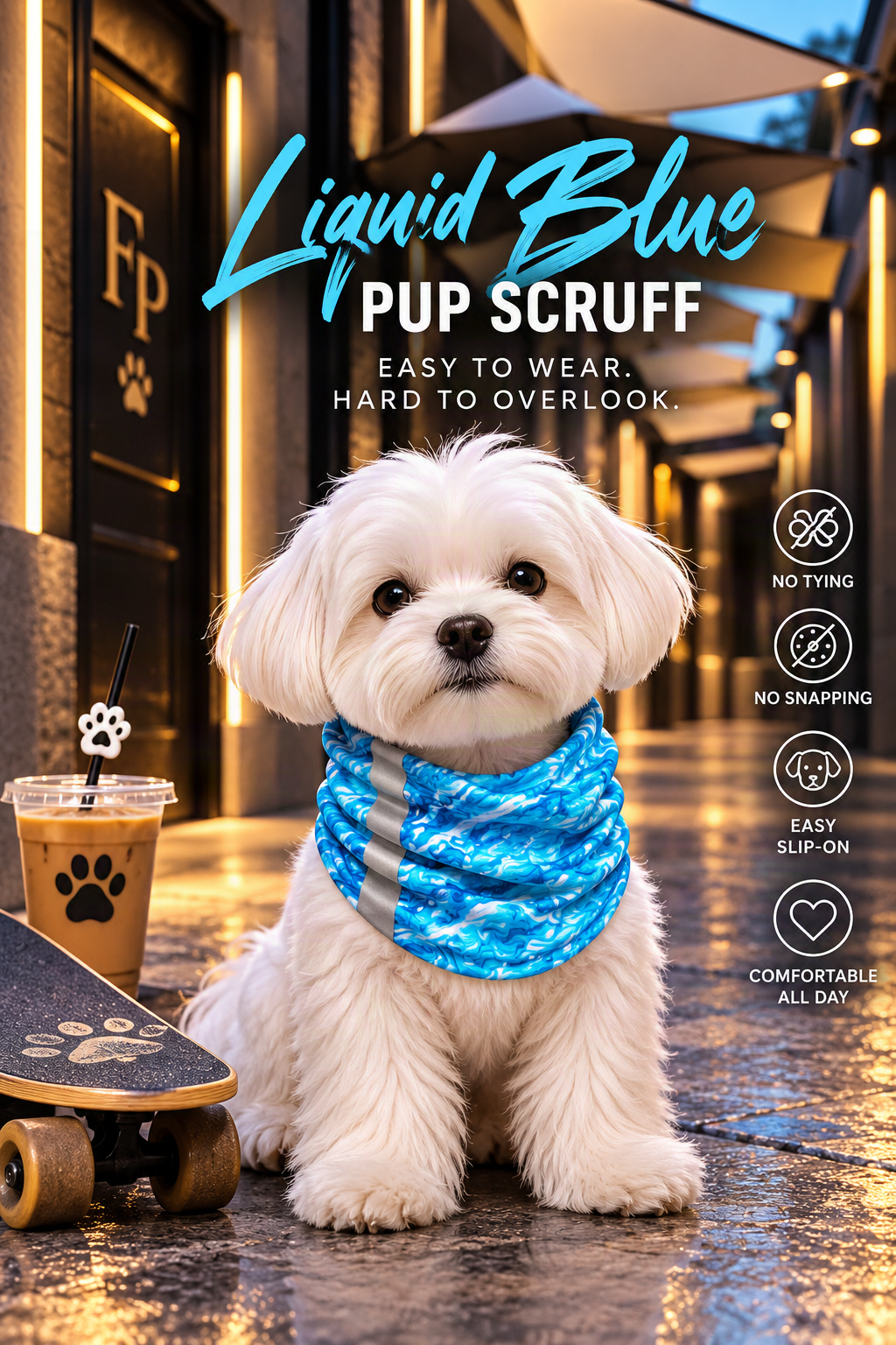 FIRST PRESS - PETS - BANDANAS & SCRUFFS - Liquid Blue Pup Scruff