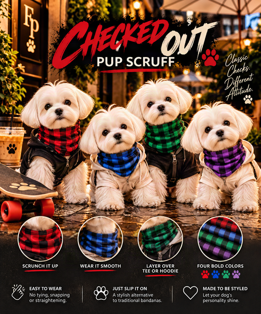 FIRST PRESS - PETS - BANDANAS & SCRUFFS - Checked Out Pup Scruff