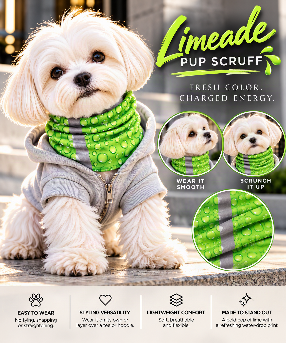 FIRST PRESS - PETS - BANDANAS & SCRUFFS - Limeade Pup Scruff