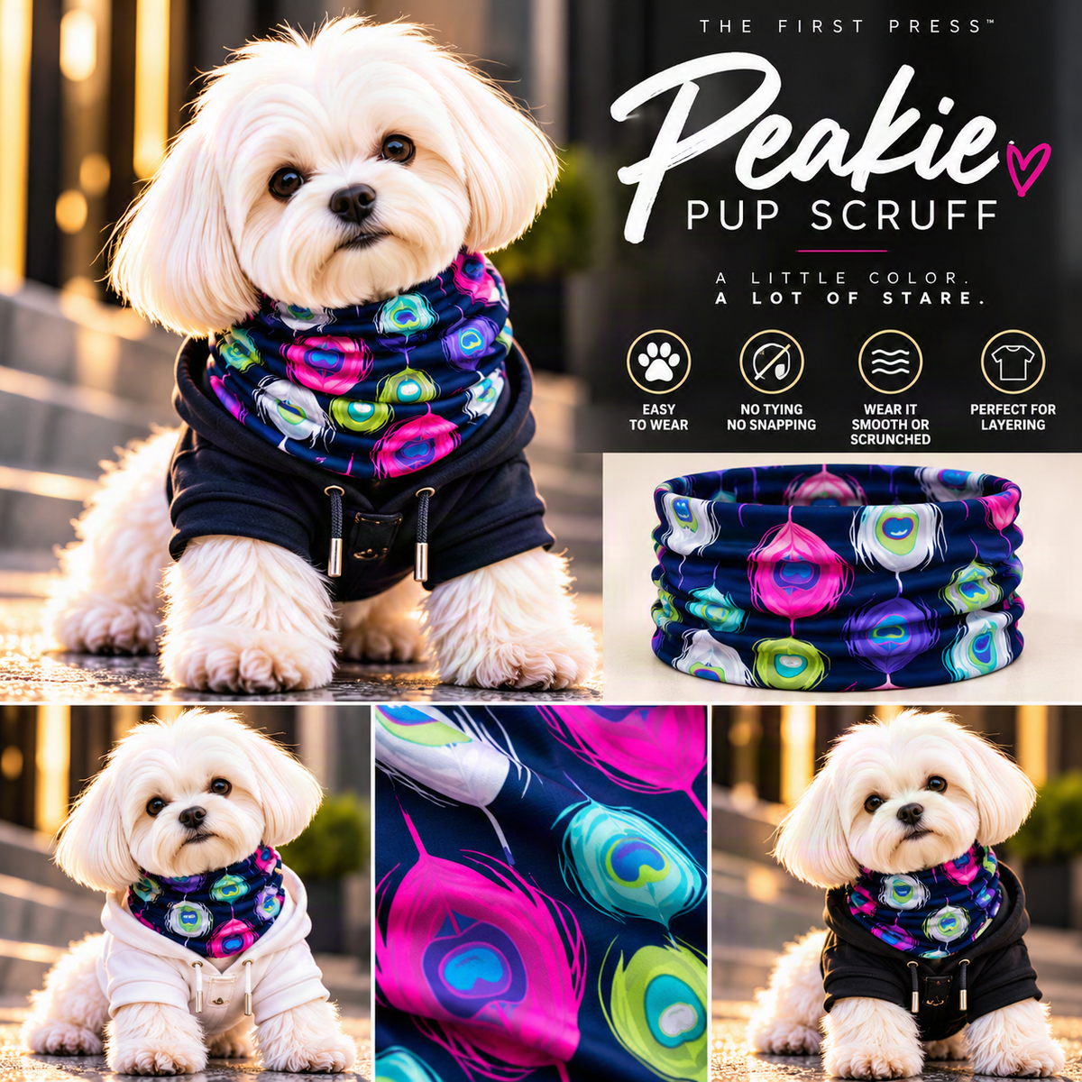 FIRST PRESS - PETS - BANDANAS & SCRUFFS - Peakie Pup Scruff