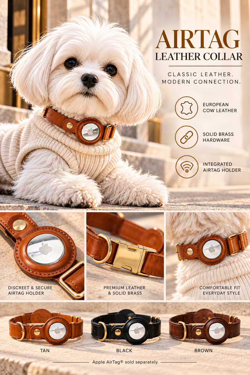 FIRST PRESS - PETS - STREET GEAR - AirTag Leather Collar