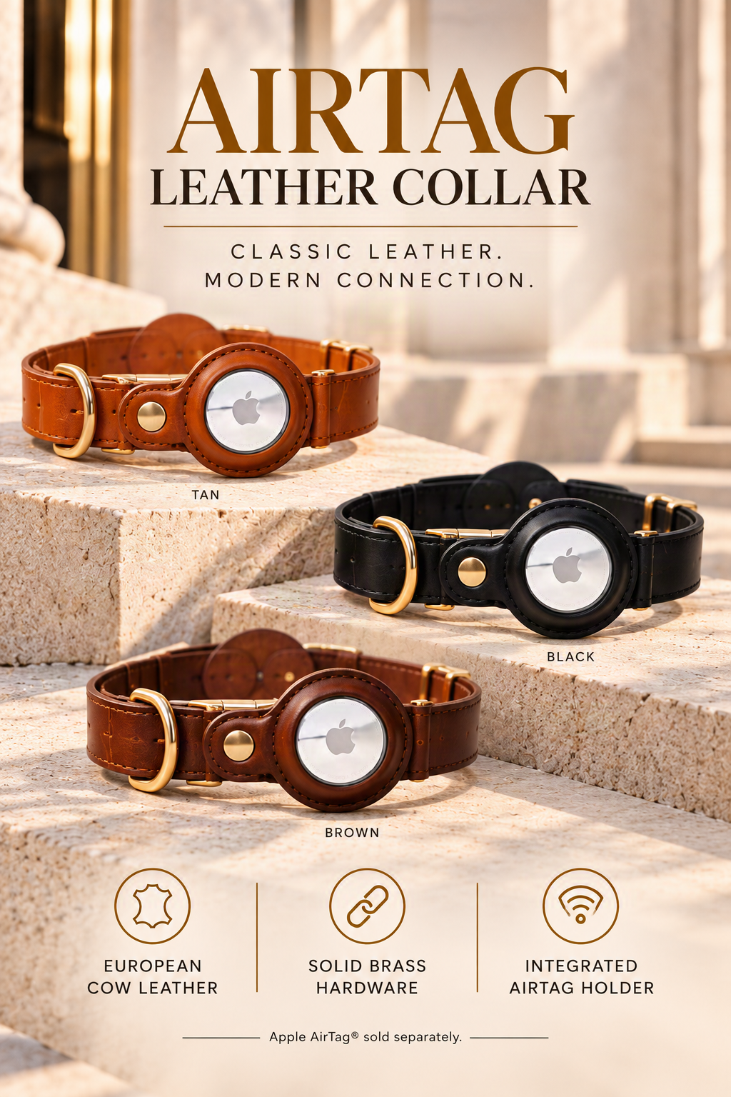 FIRST PRESS - PETS - STREET GEAR - AirTag Leather Collar