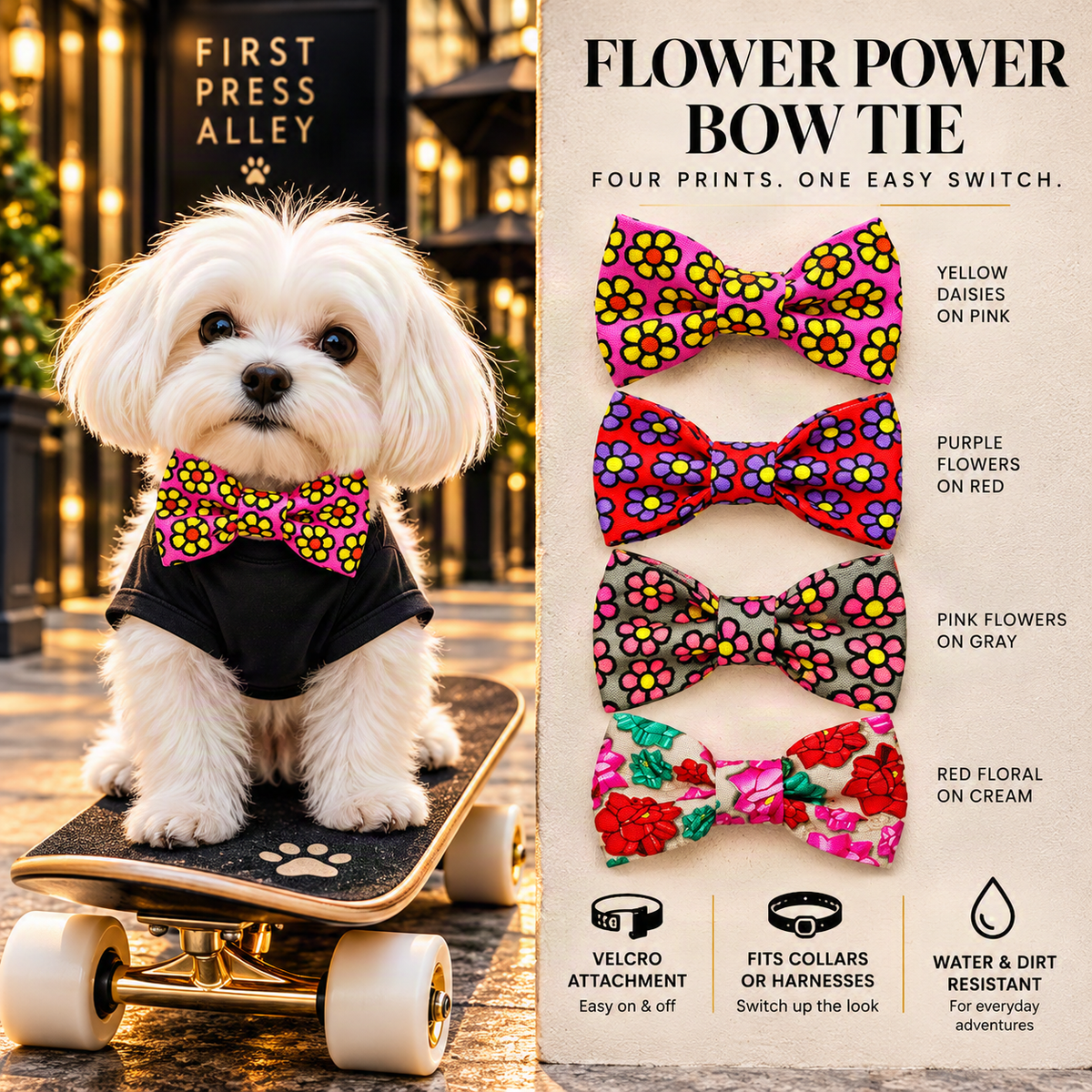 FIRST PRESS - PETS - NECKWEAR - Flower Power Bow Tie
