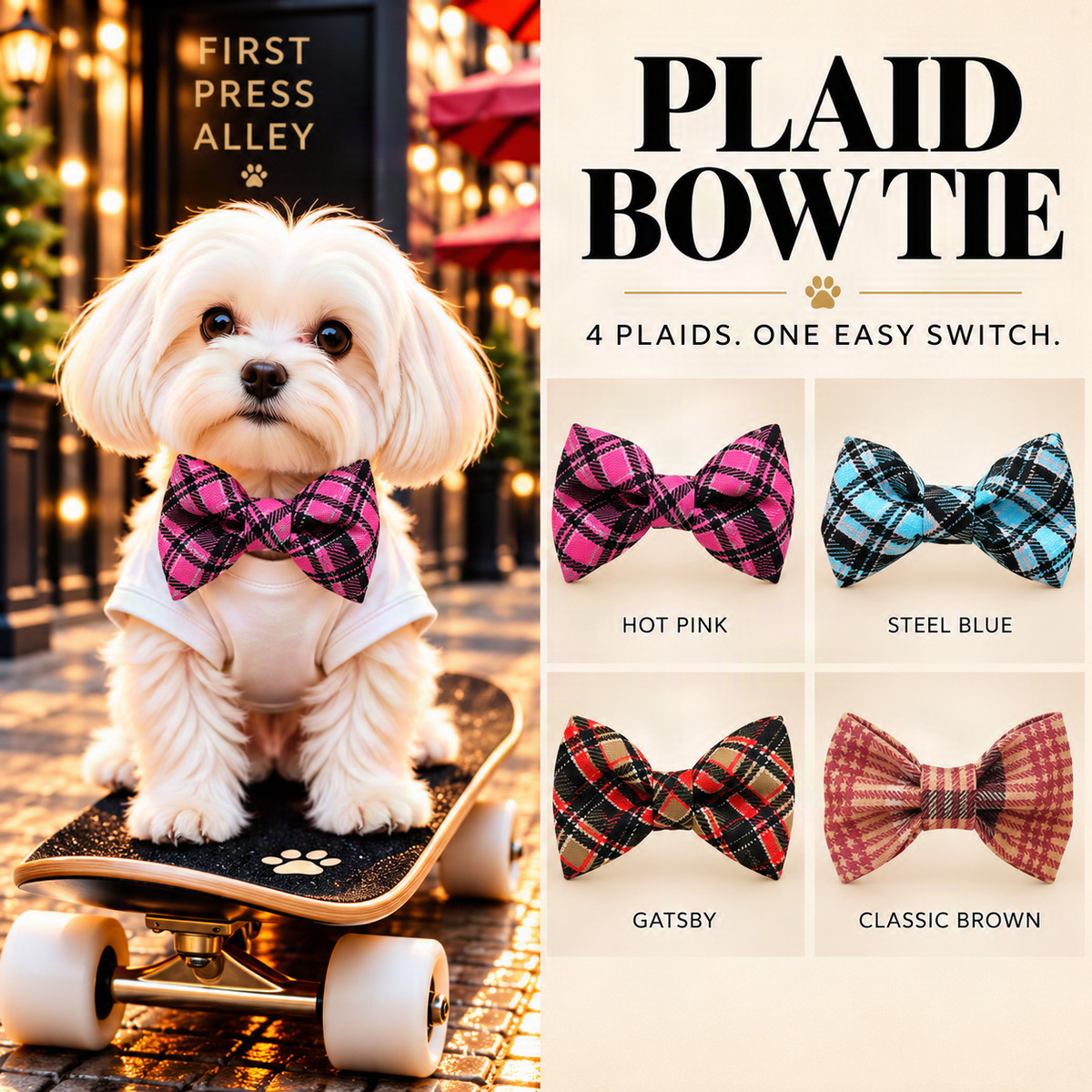 FIRST PRESS - PETS - NECKWEAR - Plaid Bow Tie