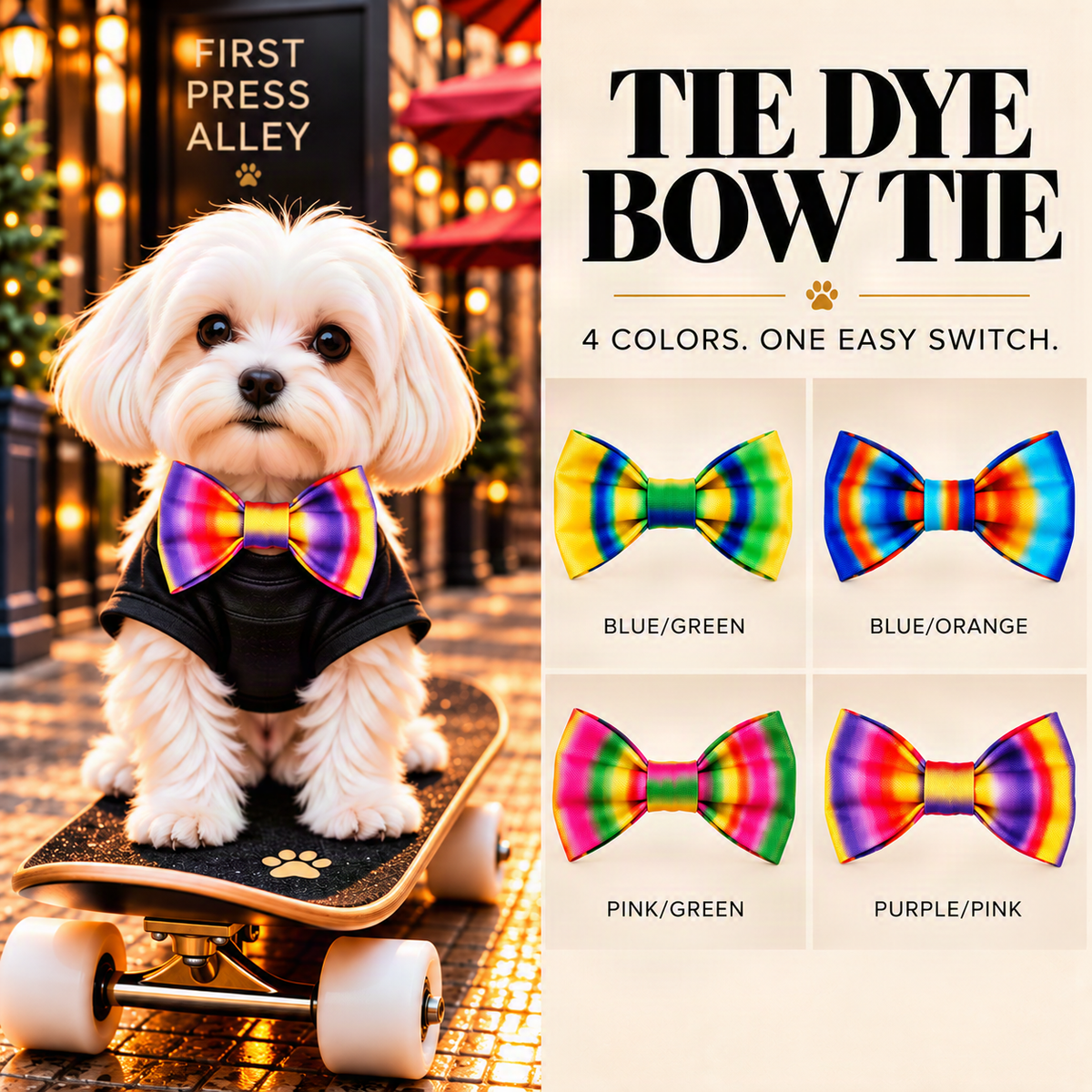 FIRST PRESS - PETS - NECKWEAR - Tie Dye Bow Tie