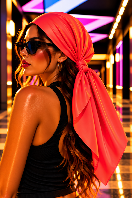FIRST PRESS - HUMAN EDITION - BANDANA SCARF - Neon Pinkish Orange