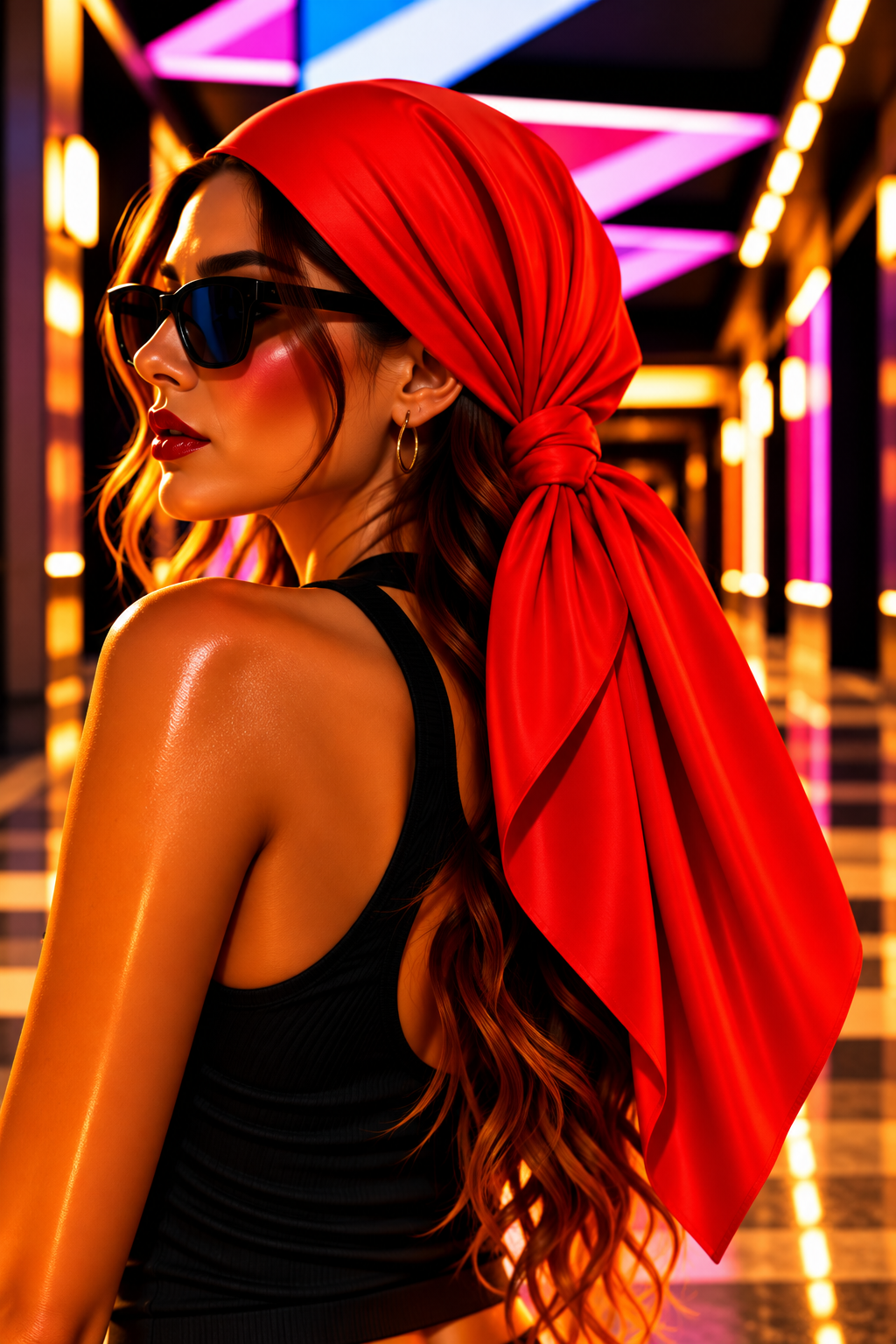 FIRST PRESS - HUMAN EDITION - BANDANA SCARF - Neon Red