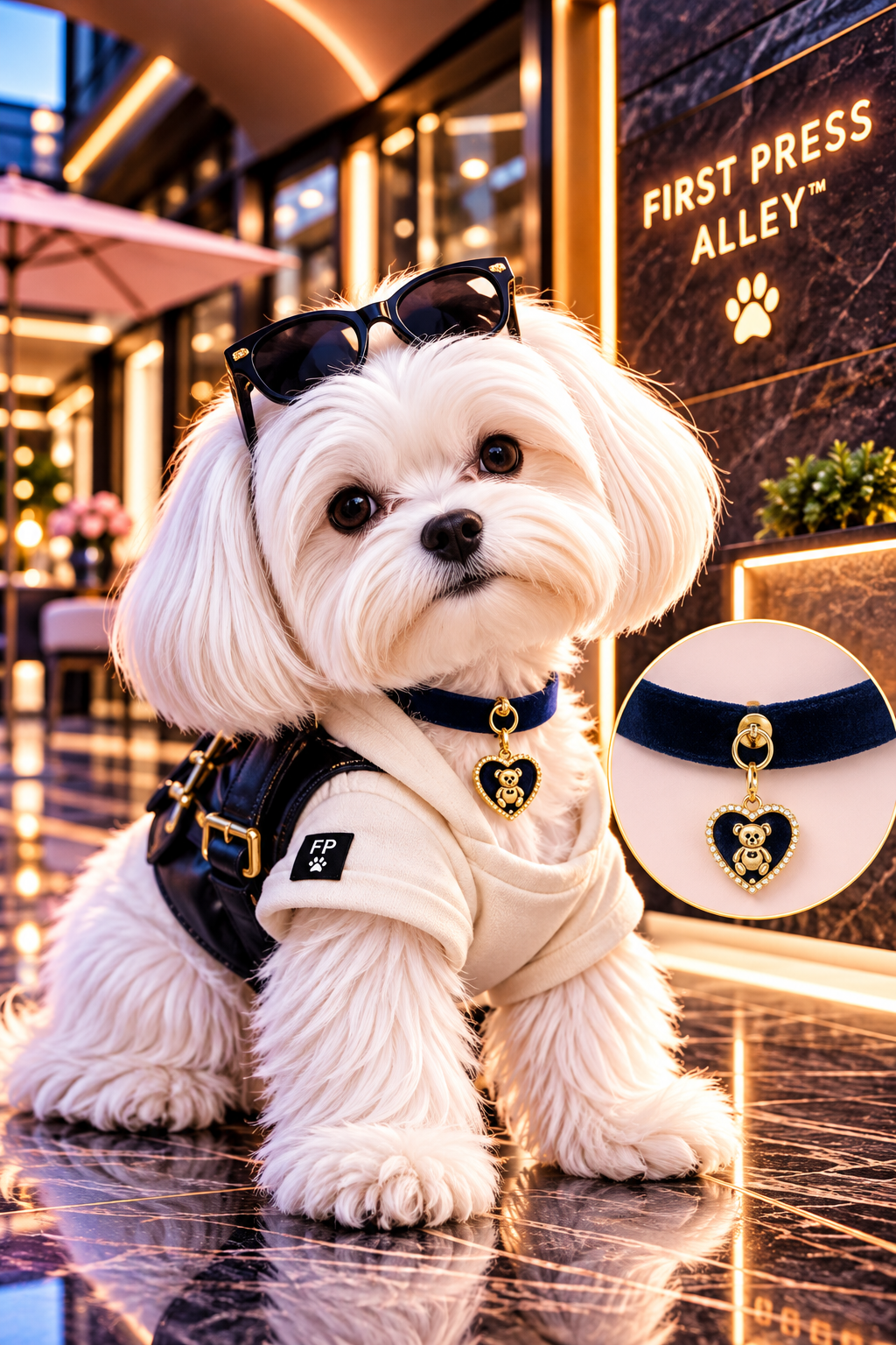 FIRST PRESS - PETS - URBAN NECKLACES & CHARMS - Velvet Teddy Bear Charm Dog Necklace
