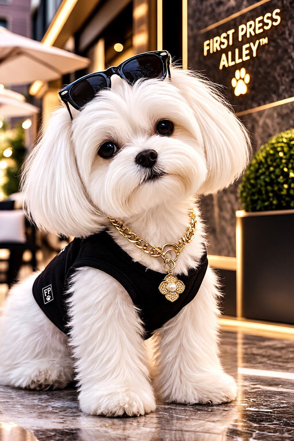 FIRST PRESS - PETS - URBAN NECKLACES & CHARMS - Pearl Bloom Gold-Tone Dog Necklace