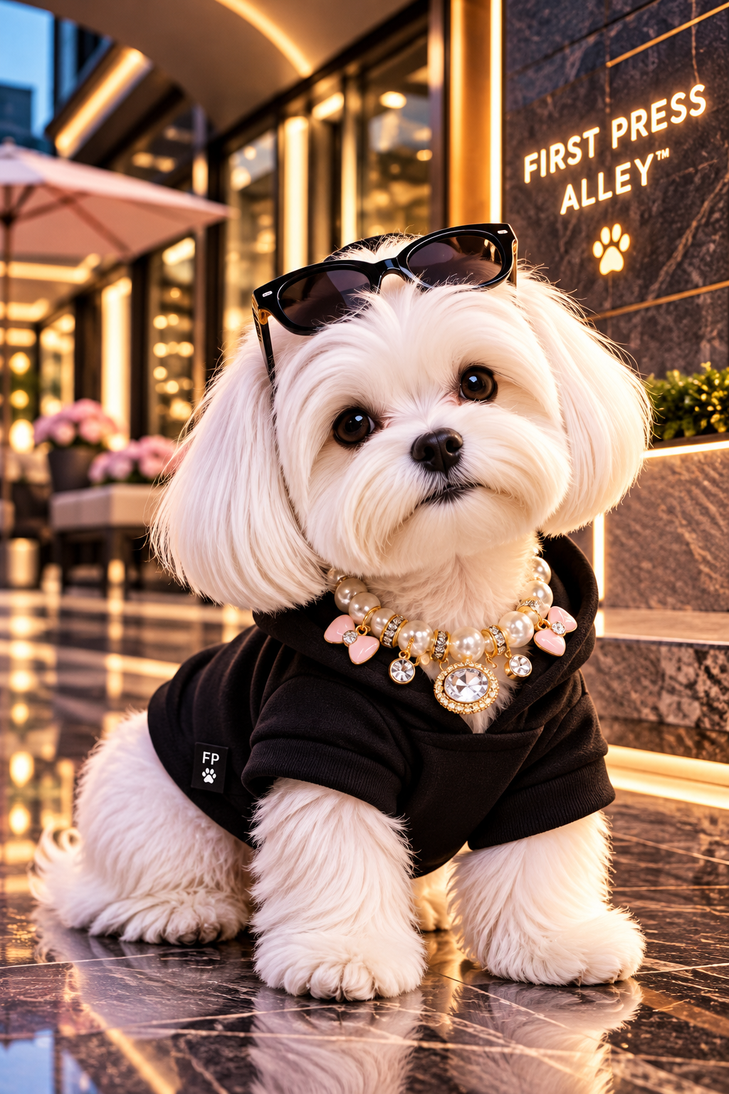 FIRST PRESS - PETS - URBAN NECKLACES & CHARMS - Princess Pearls & Bows Dog Necklace