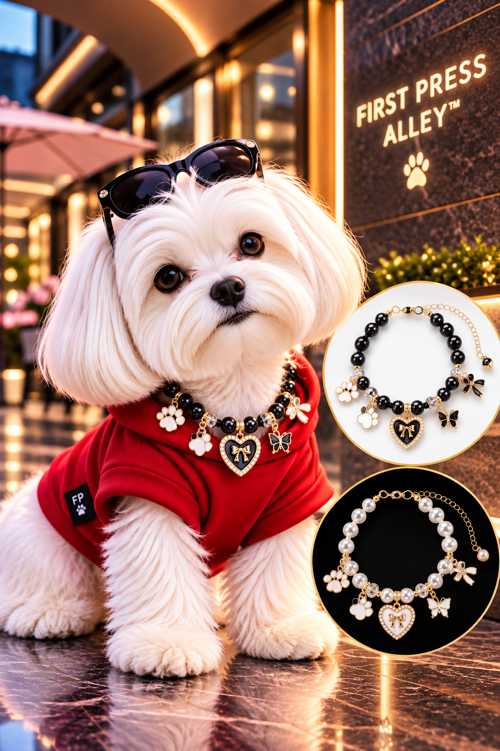 FIRST PRESS - PETS - URBAN NECKLACES & CHARMS - Paws & Pearls Charm Dog Necklace