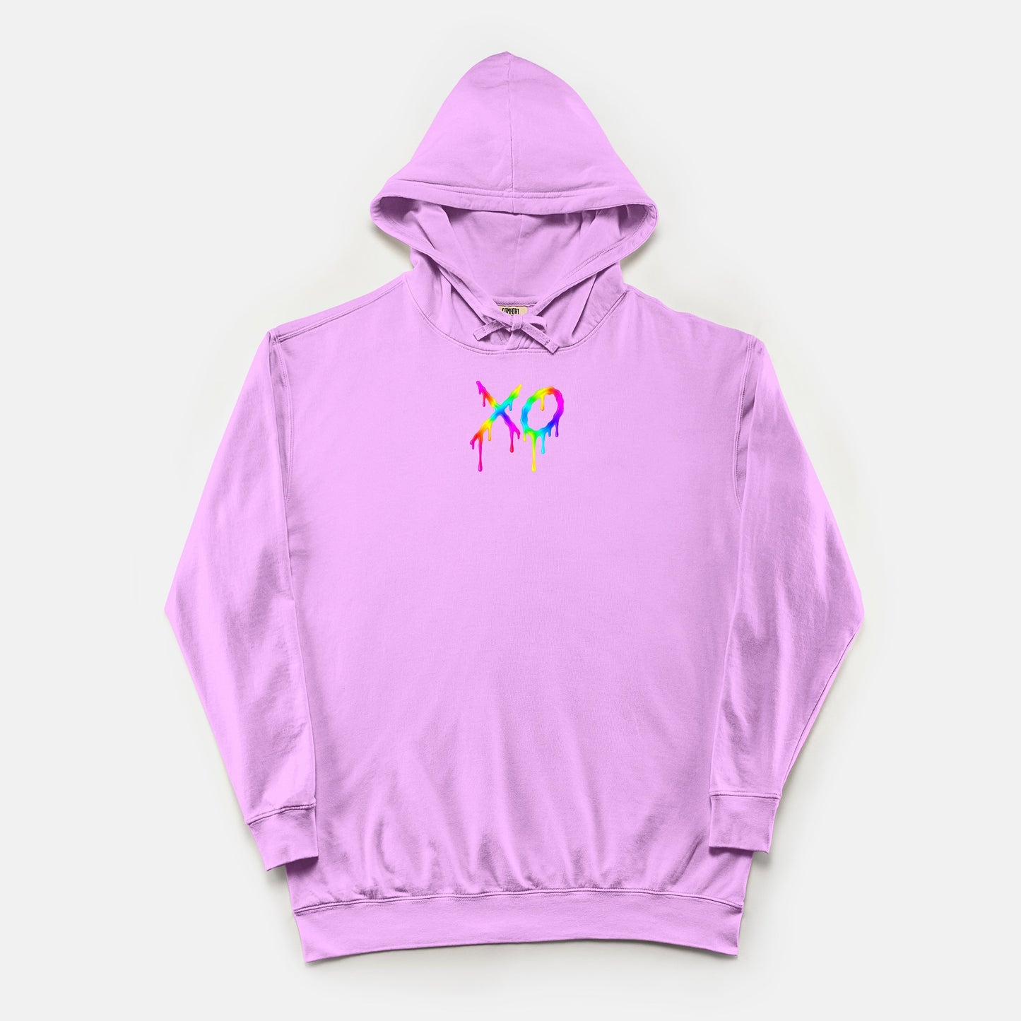 FIRST PRESS - HUMAN EDITION - UNISEX LIGHTWEIGHT HOODED SWEATSHIRT - "Neon XO"