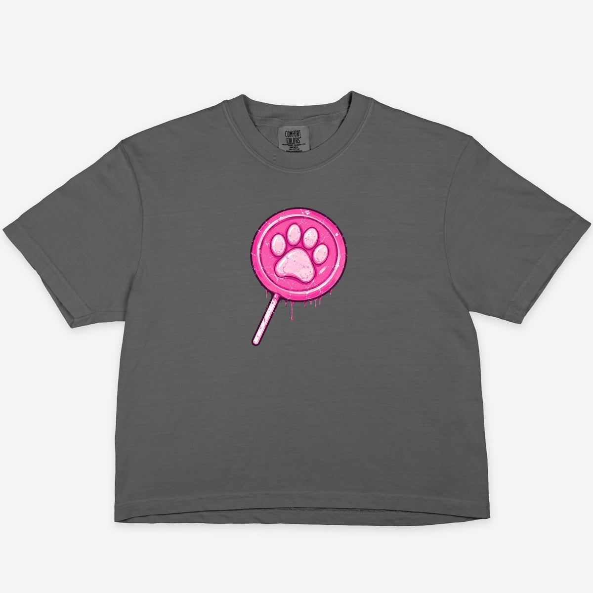 FIRST PRESS - HUMAN EDITION - WOMEN'S CROPPED BOXY TEE - "Lollipop Paw"