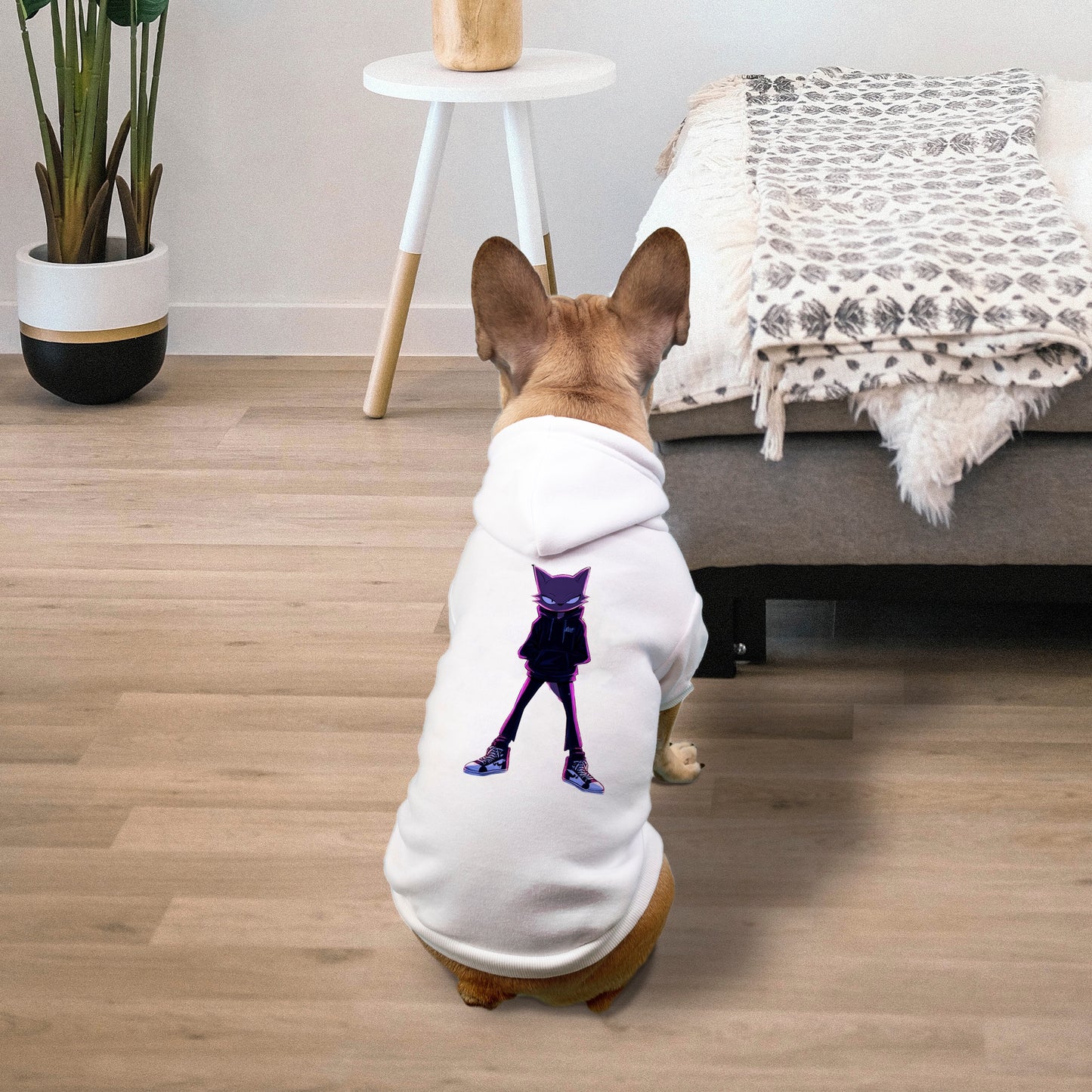FIRST PRESS - PETS -  Drawstring Luxury Hoodie - "Neon Alley Cat"