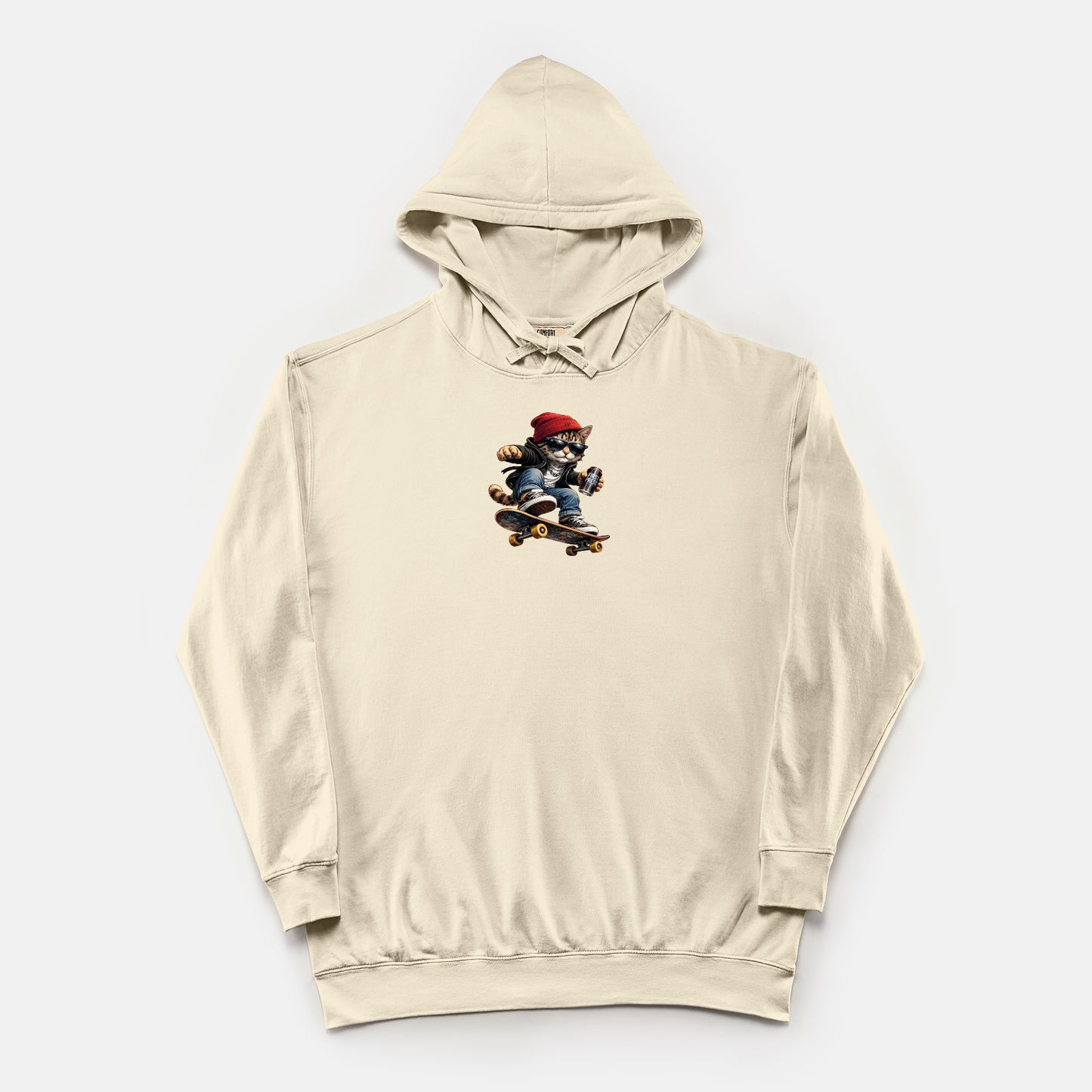 FIRST PRESS - HUMAN EDITION - UNISEX LIGHTWEIGHT HOODED SWEATSHIRT - "Street Cat"