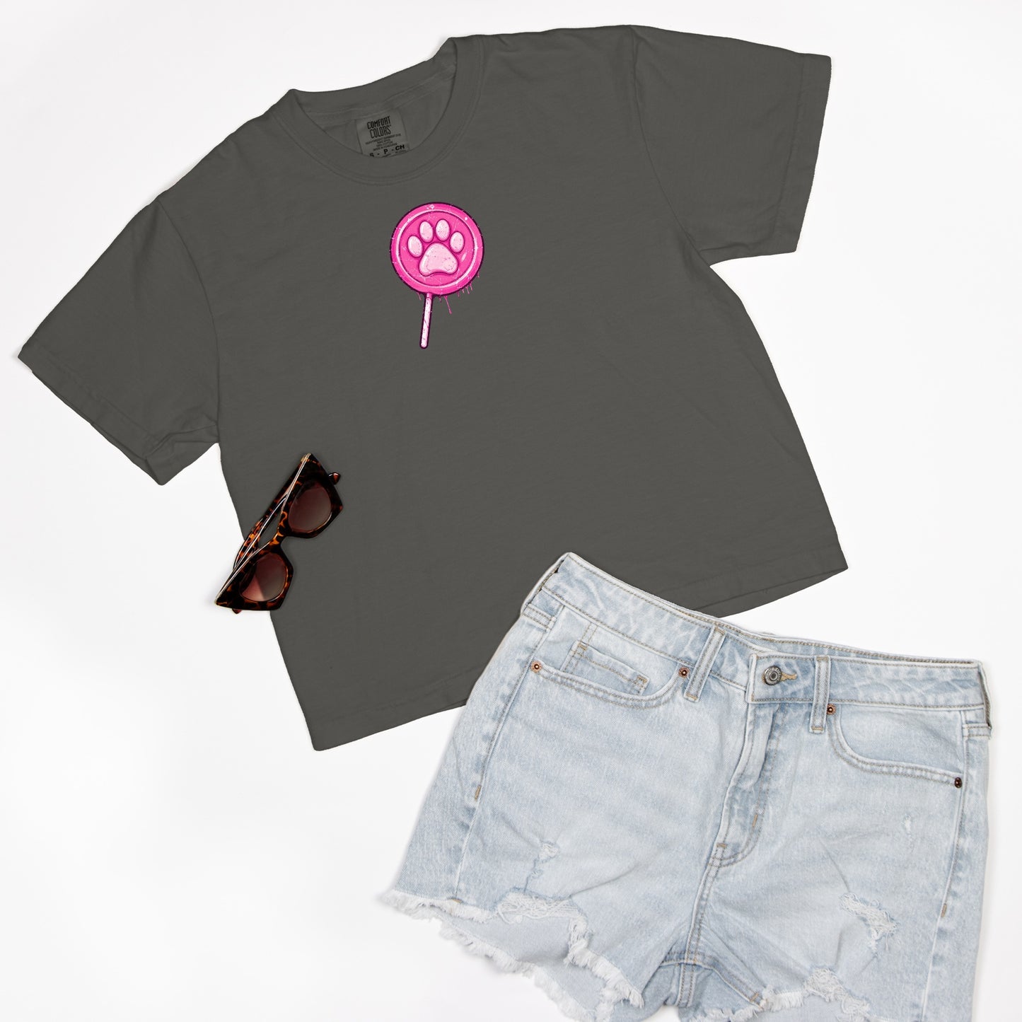 FIRST PRESS - HUMAN EDITION - WOMEN'S CROPPED BOXY TEE - "Lollipop Paw"