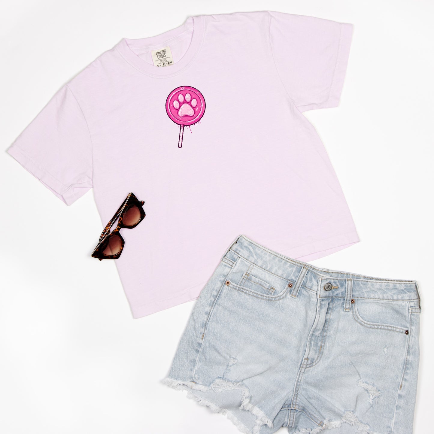 FIRST PRESS - HUMAN EDITION - WOMEN'S CROPPED BOXY TEE - "Lollipop Paw"